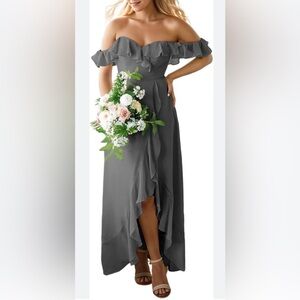 🆕Faded Rose Olive Off Shoulder Asymmetrical Dress M🆕